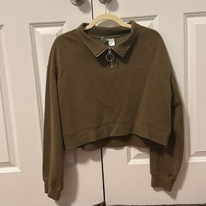 H&M green quarter zip